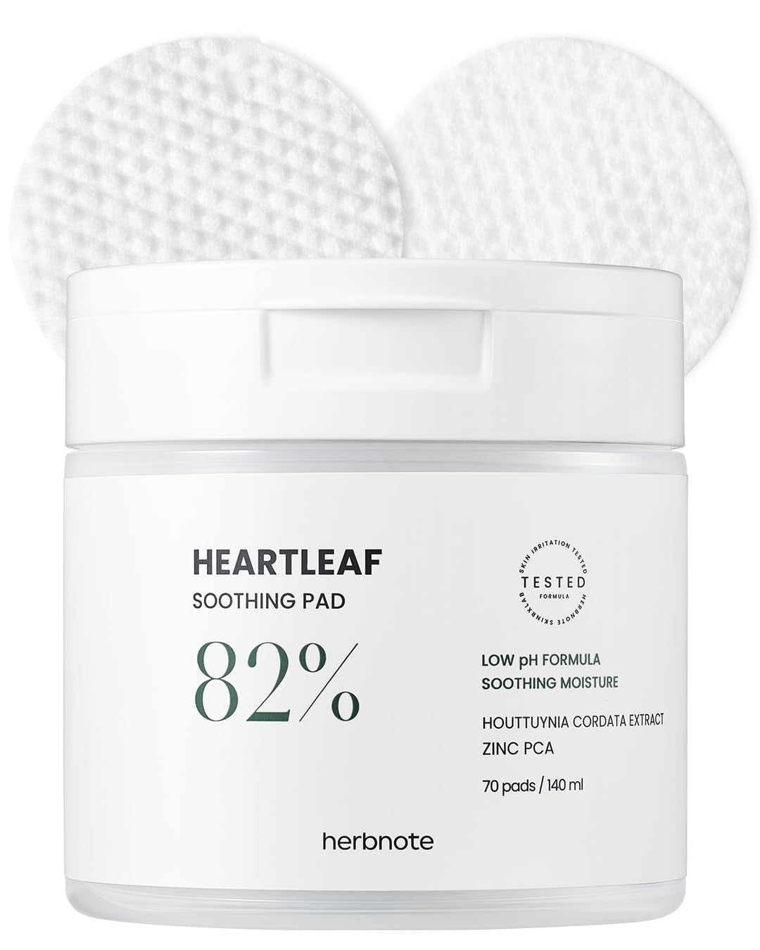 Heartleaf Soothing Moisture Pad - Enriched with 80% Low-Temperature Extracted Heartleaf & Niacinamide for Acne Control - Zinc PCA, Quercitrin for Sensitivity Relief, 70 Pads