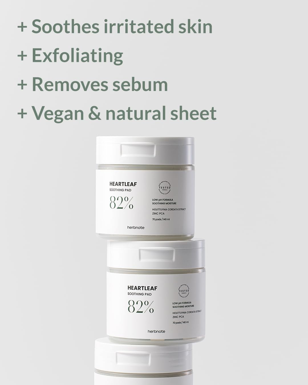Heartleaf Soothing Moisture Pad - Enriched with 80% Low-Temperature Extracted Heartleaf & Niacinamide for Acne Control - Zinc PCA, Quercitrin for Sensitivity Relief, 70 Pads