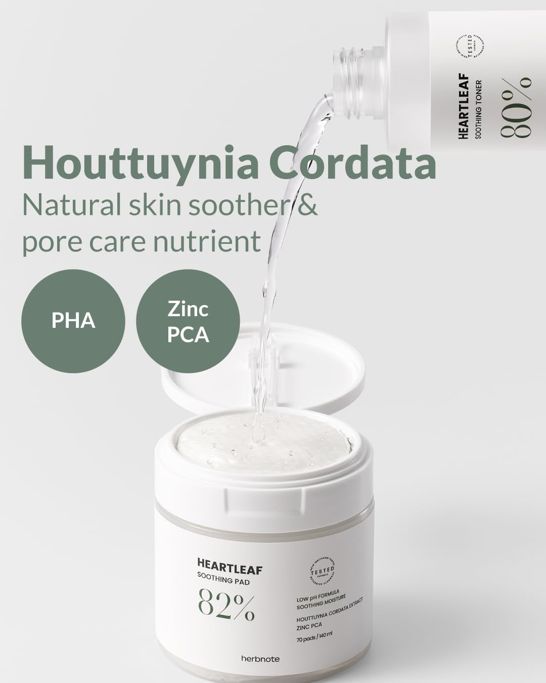 Heartleaf Soothing Moisture Pad - Enriched with 80% Low-Temperature Extracted Heartleaf & Niacinamide for Acne Control - Zinc PCA, Quercitrin for Sensitivity Relief, 70 Pads