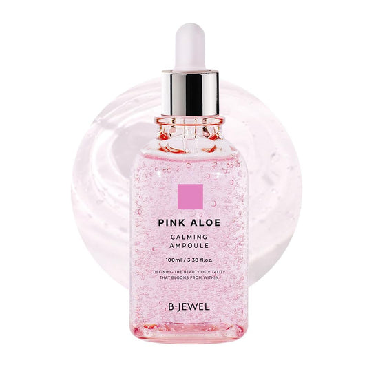 BJEWEL Korean Skincare Pink Aloe Calming Ampoule 100Ml – 72-Hour Hydration with Rare Pink Aloe & Centella – Soothing Serum for Sensitive Skin with Tea Tree, Fast-Absorbing & Non-Irritating Formula
