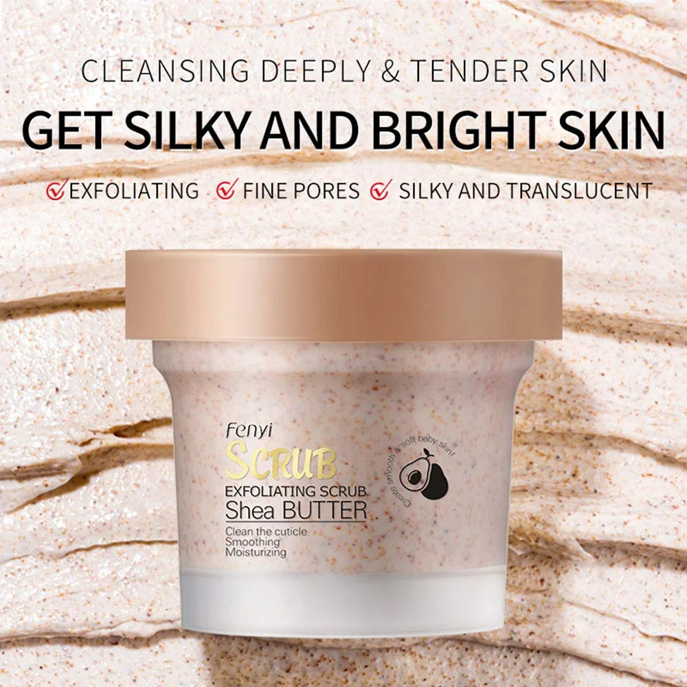 Shea Butter Face Exfoliating Scrub Cream Clean Cuticle Smooth Moisturizing, Mild Exfoliating for Dryness, Rough Granules, Ance & Pimple and Darkness