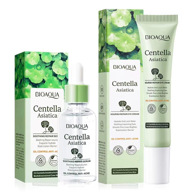 BIOAQUA Centella Asiatica Skin Care Sets Moisturizing Face Serum anti Dark Circles Eye Bags Eye Cream Travel Size Skin Care